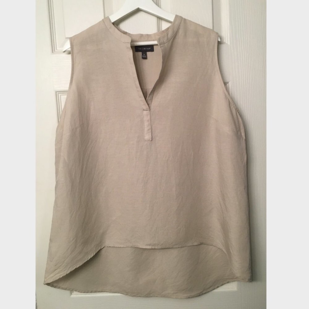 The Limited - Sleeveless Linen Hi-Lo Top - XL